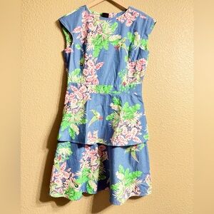 Stage of Playlord Hong Kong size 4 Women's shift midi‎ layer dress floral birds